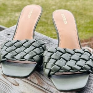 Express Olive Braided Slide Mules